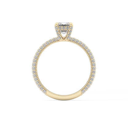 Emerald Hidden Halo & Pave Lab Grown Diamond Engagement Ring
