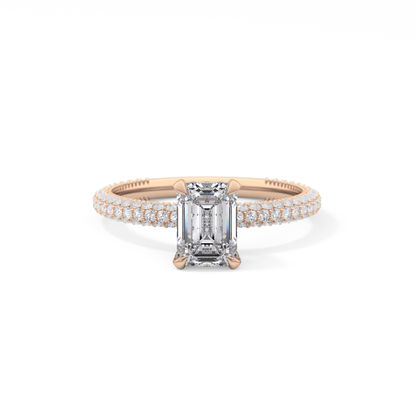 Emerald Hidden Halo & Pave Lab Grown Diamond Engagement Ring