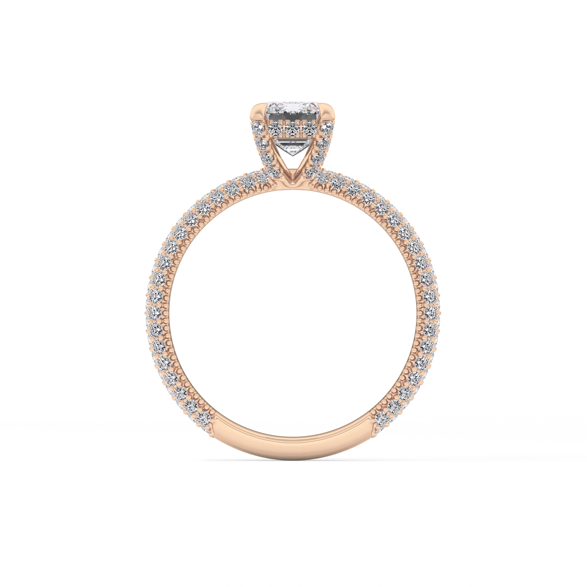 Emerald Hidden Halo & Pave Lab Grown Diamond Engagement Ring
