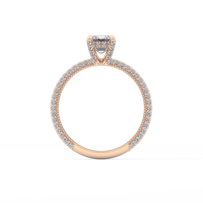Emerald Hidden Halo & Pave Lab Grown Diamond Engagement Ring