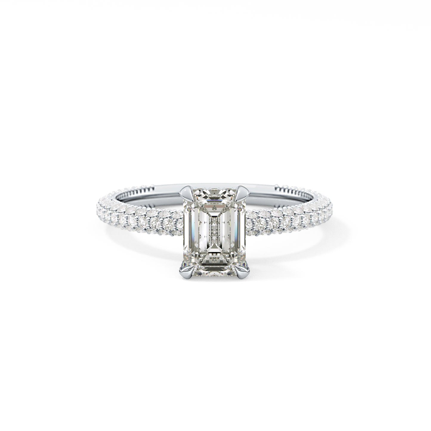 Emerald Hidden Halo & Pave Lab Grown Diamond Engagement Ring