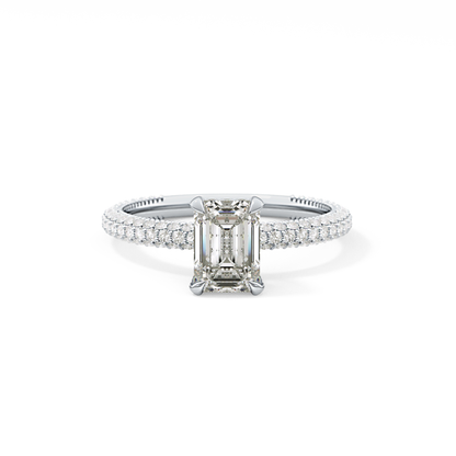 Emerald Hidden Halo & Pave Lab Grown Diamond Engagement Ring