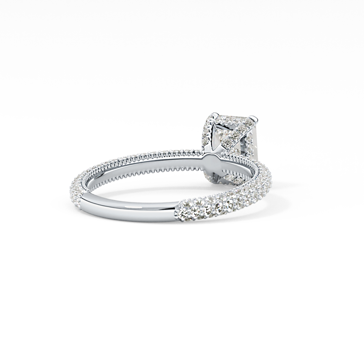 Emerald Hidden Halo & Pave Lab Grown Diamond Engagement Ring