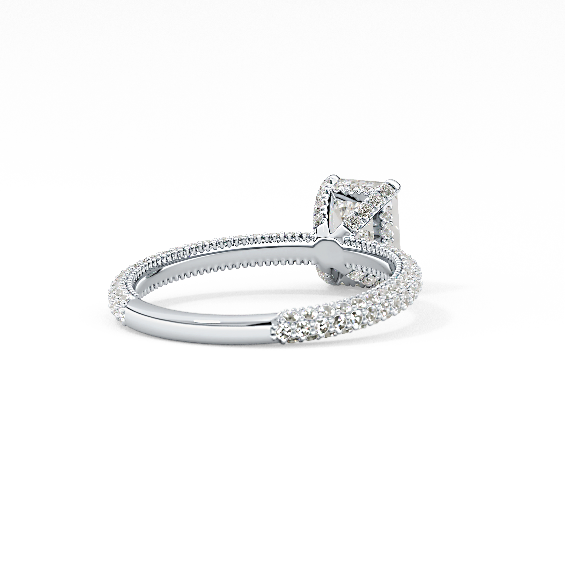 Emerald Hidden Halo & Pave Lab Grown Diamond Engagement Ring