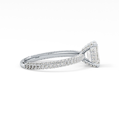 Emerald Hidden Halo & Pave Lab Grown Diamond Engagement Ring