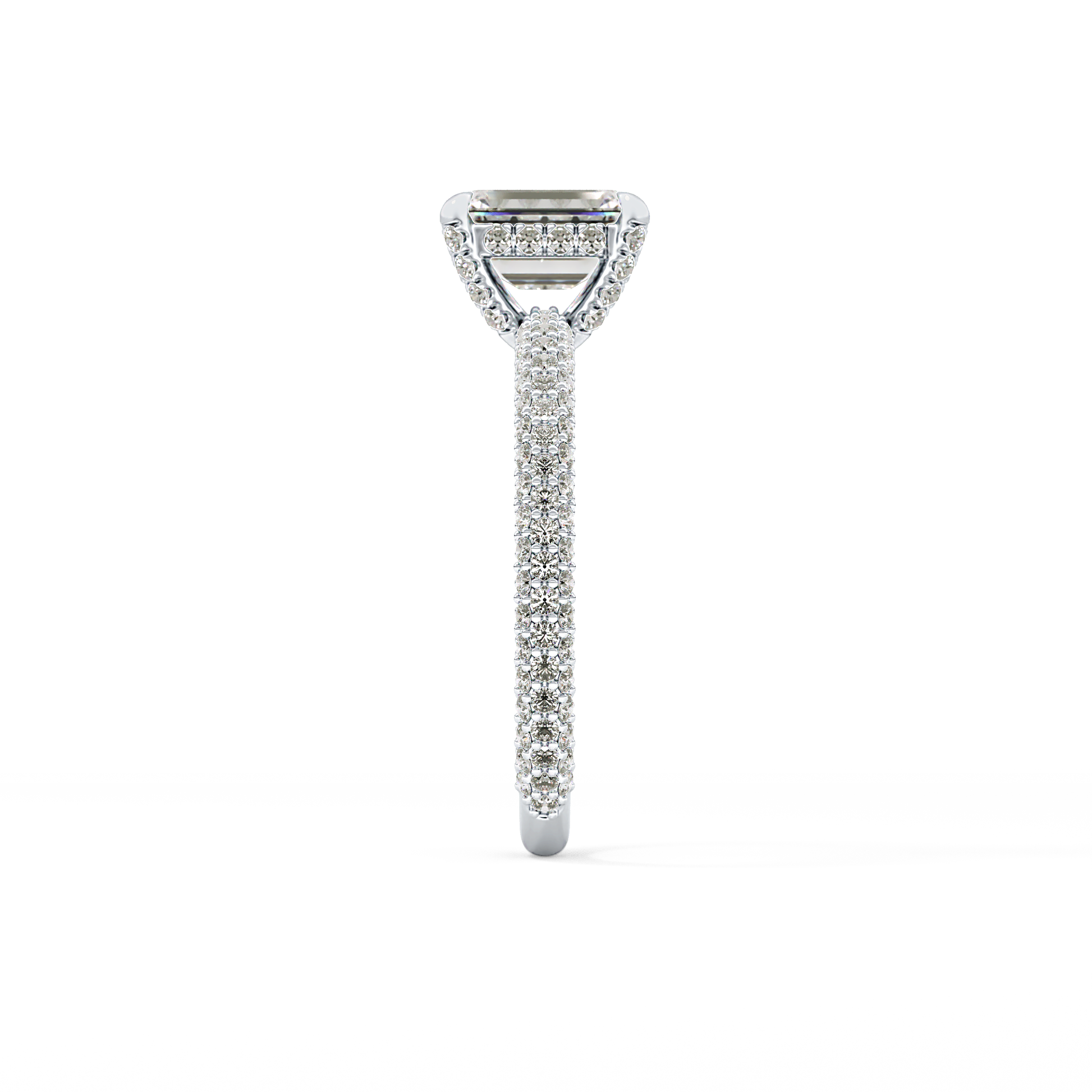 Emerald Hidden Halo & Pave Lab Grown Diamond Engagement Ring
