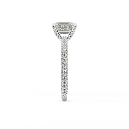 Emerald Hidden Halo & Pave Lab Grown Diamond Engagement Ring