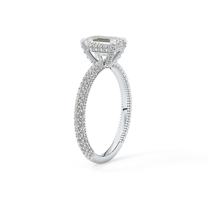 Emerald Hidden Halo & Pave Lab Grown Diamond Engagement Ring