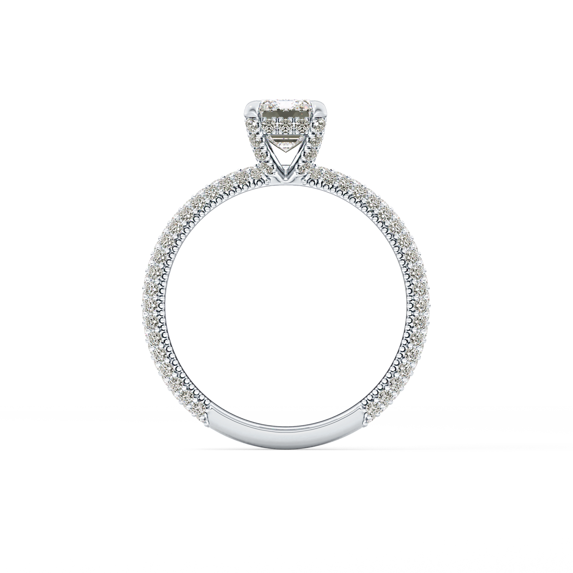 Emerald Hidden Halo & Pave Lab Grown Diamond Engagement Ring