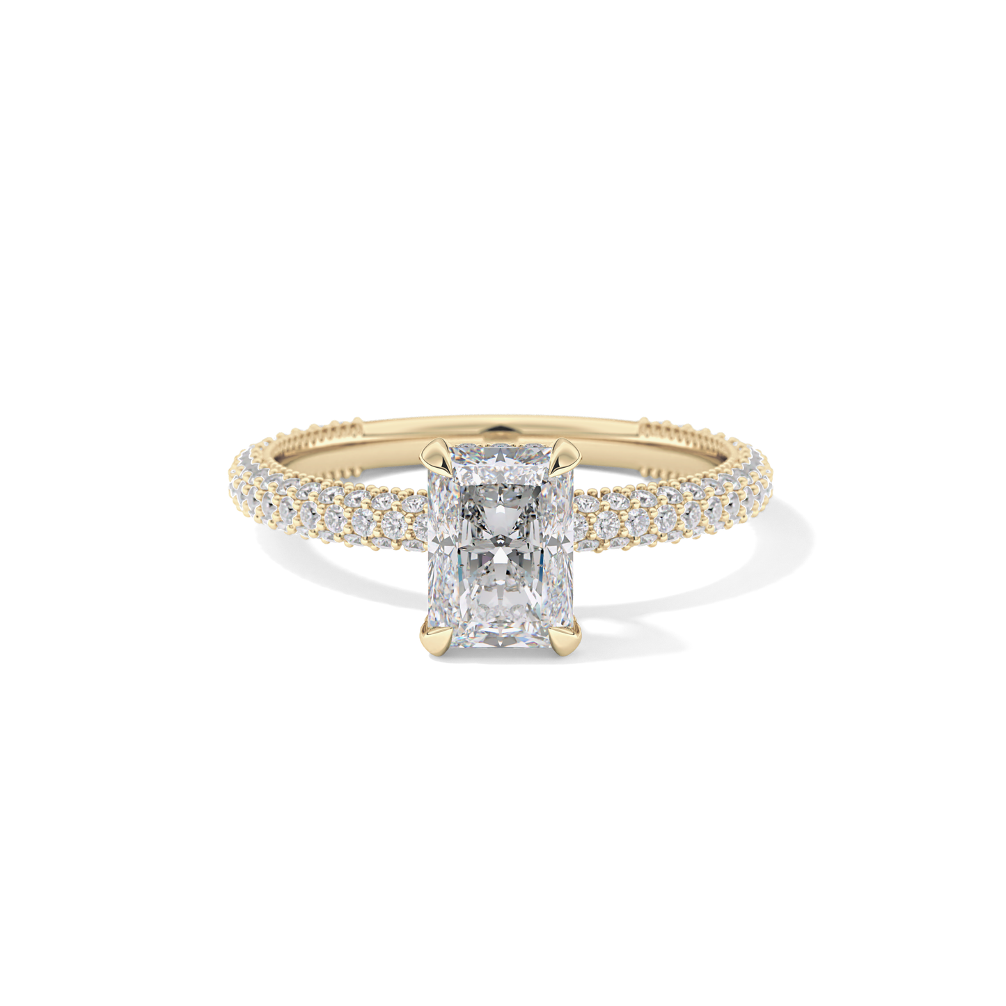 Radiant Hidden Halo & Pave Lab Grown Diamond Engagement Ring