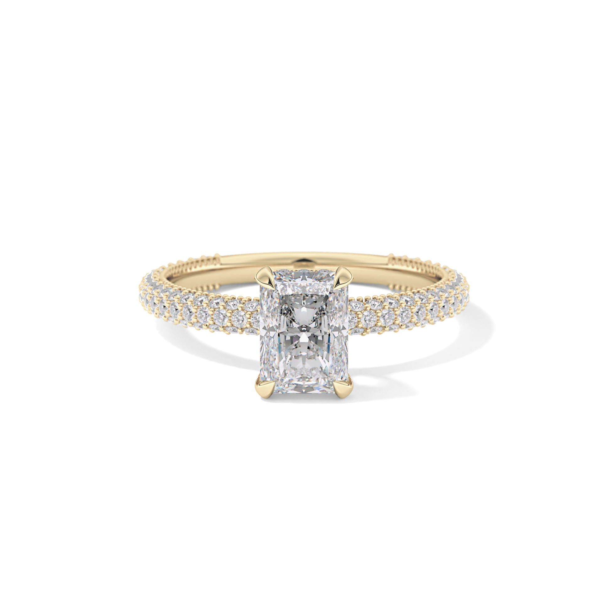 Radiant Hidden Halo & Pave Lab Grown Diamond Engagement Ring