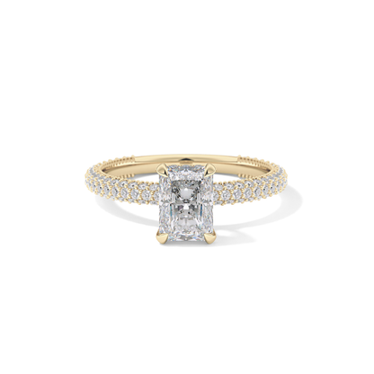 Radiant Hidden Halo & Pave Lab Grown Diamond Engagement Ring