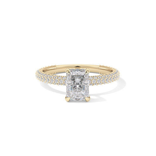 Radiant Hidden Halo & Pave Lab Grown Diamond Engagement Ring