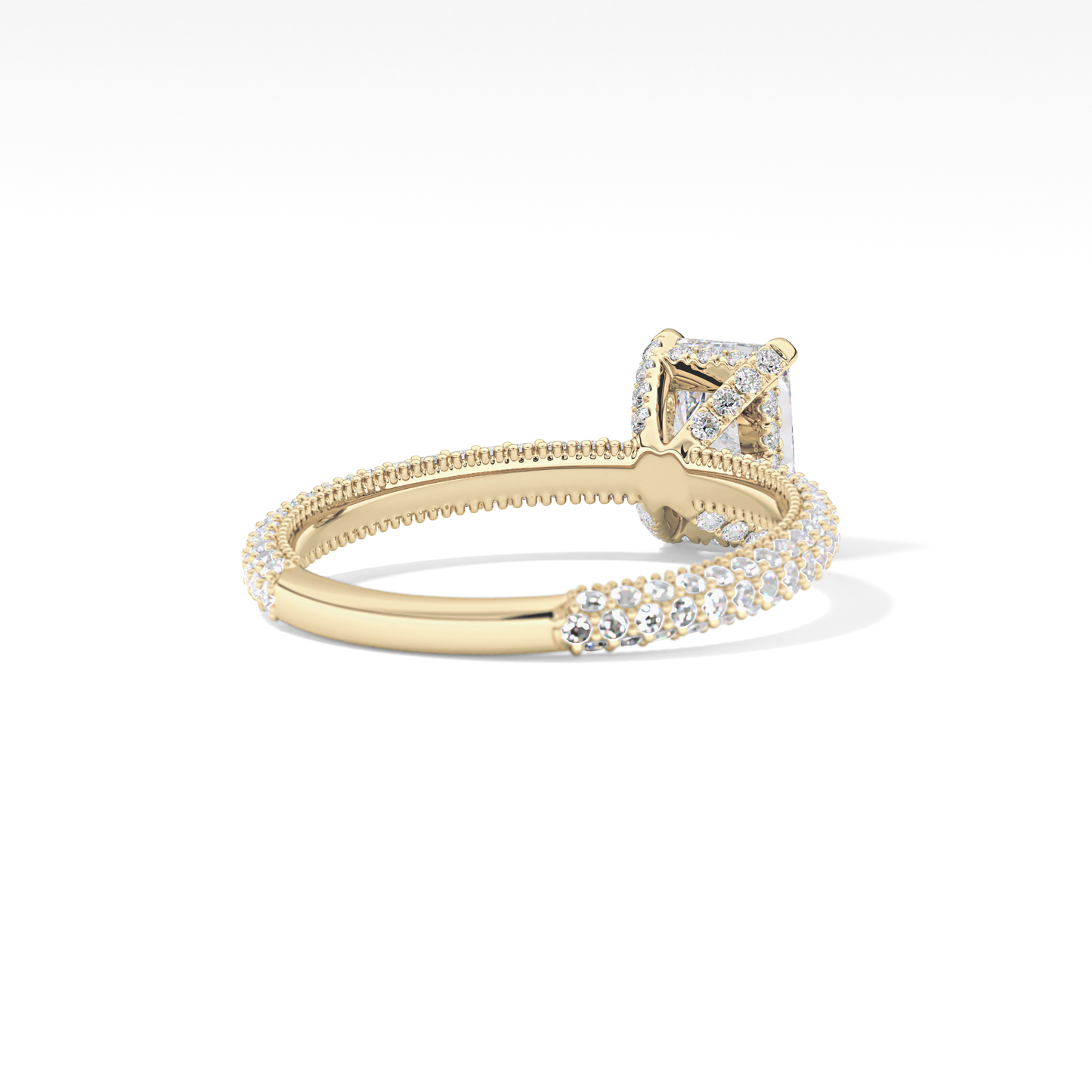 Radiant Hidden Halo & Pave Lab Grown Diamond Engagement Ring