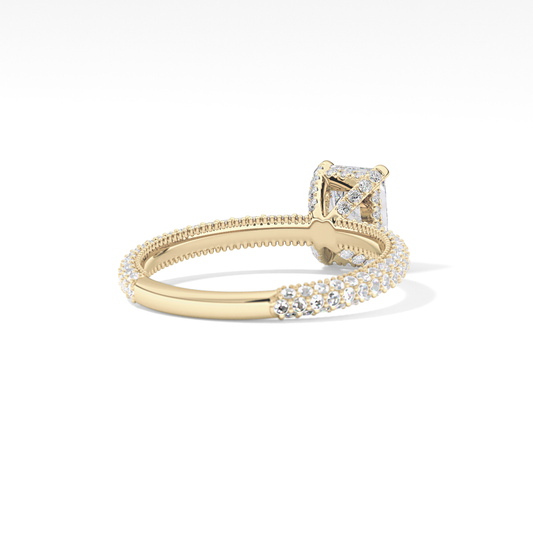 Radiant Hidden Halo & Pave Lab Grown Diamond Engagement Ring