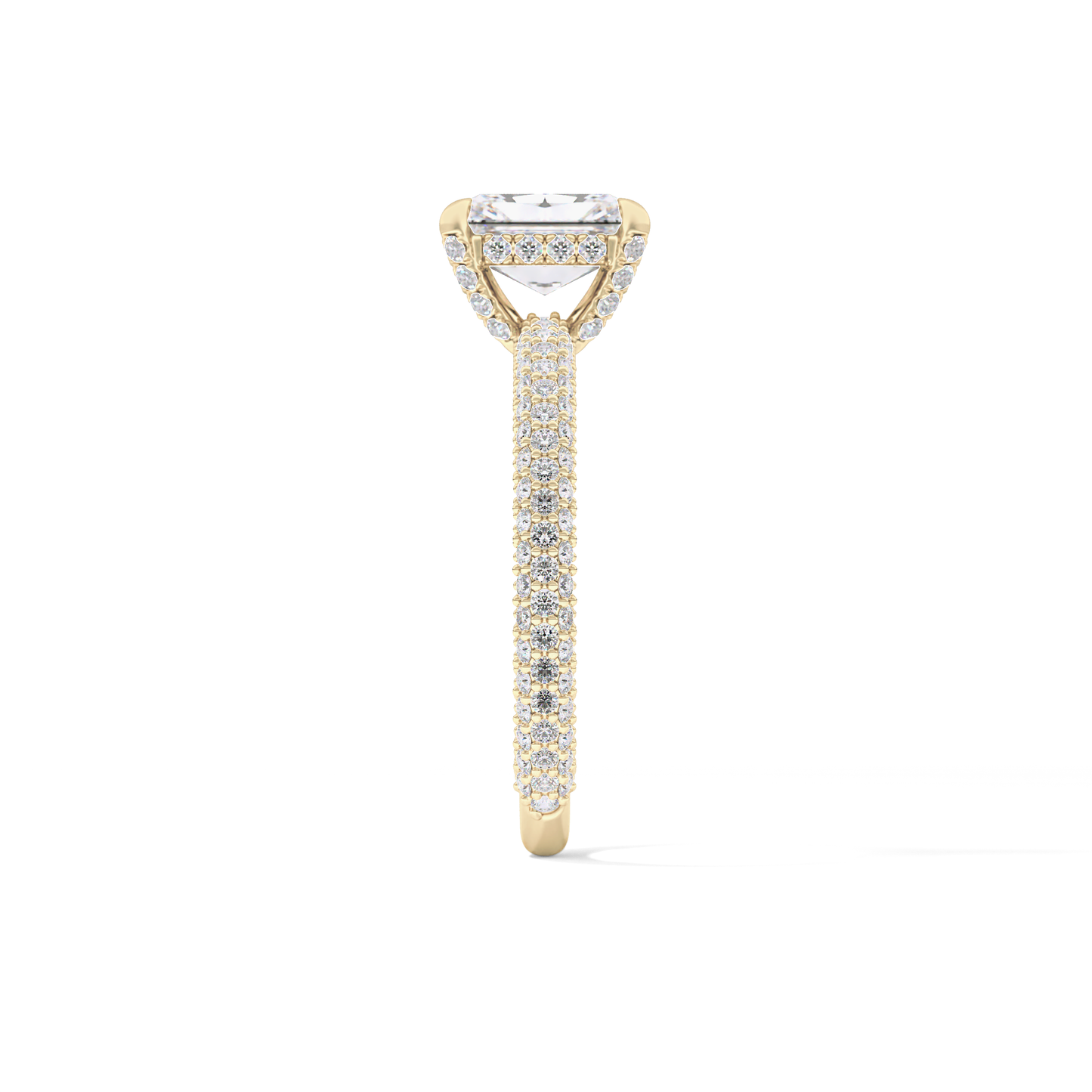 Radiant Hidden Halo & Pave Lab Grown Diamond Engagement Ring
