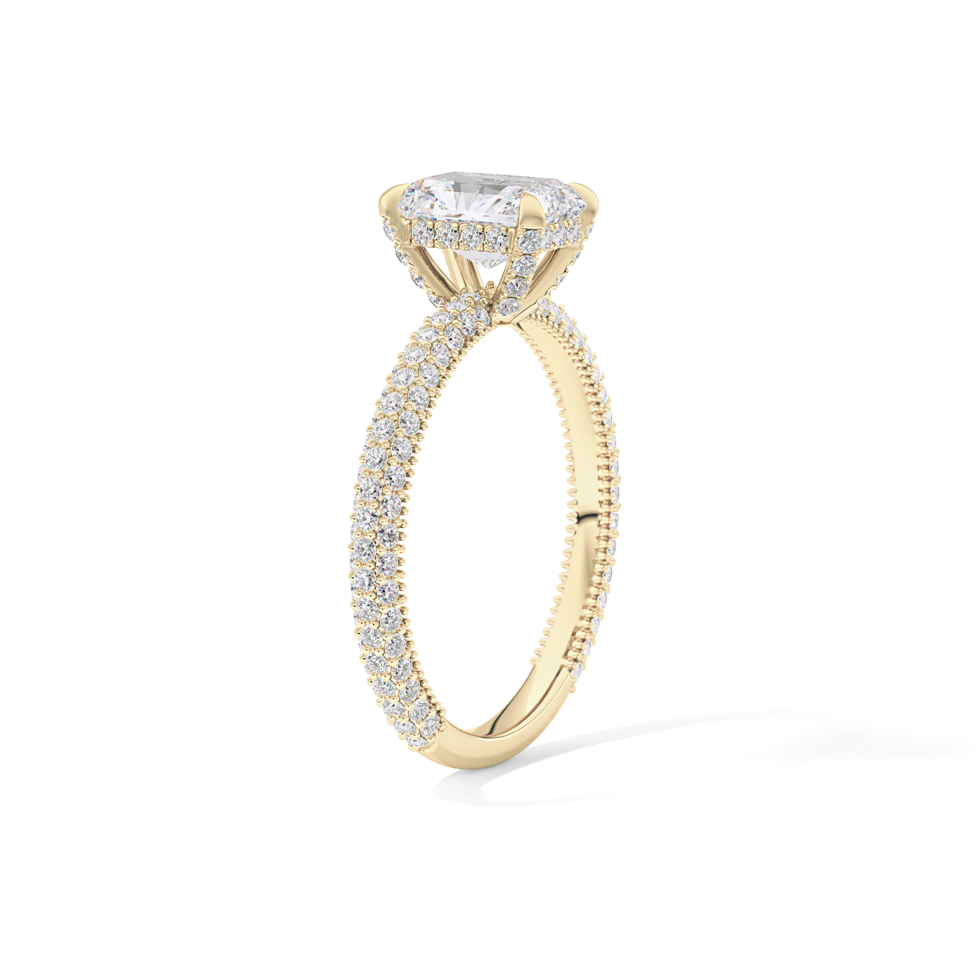 Radiant Hidden Halo & Pave Lab Grown Diamond Engagement Ring