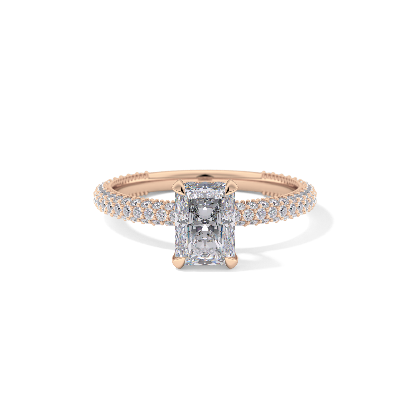 Radiant Hidden Halo & Pave Lab Grown Diamond Engagement Ring