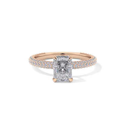 Radiant Hidden Halo & Pave Lab Grown Diamond Engagement Ring