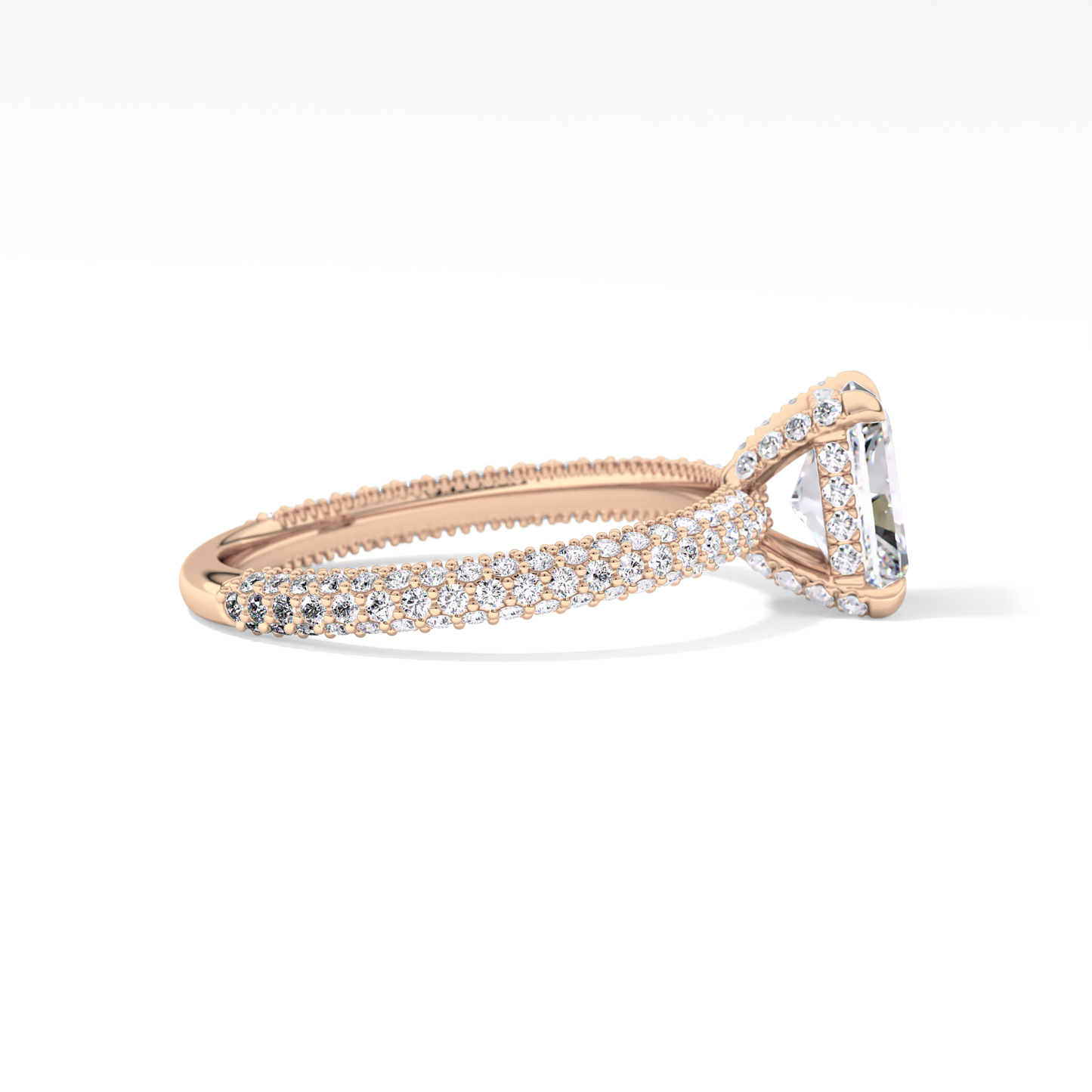 Radiant Hidden Halo & Pave Lab Grown Diamond Engagement Ring