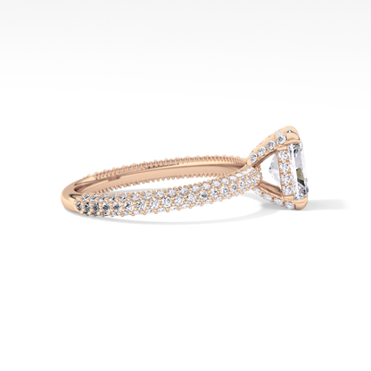 Radiant Hidden Halo & Pave Lab Grown Diamond Engagement Ring