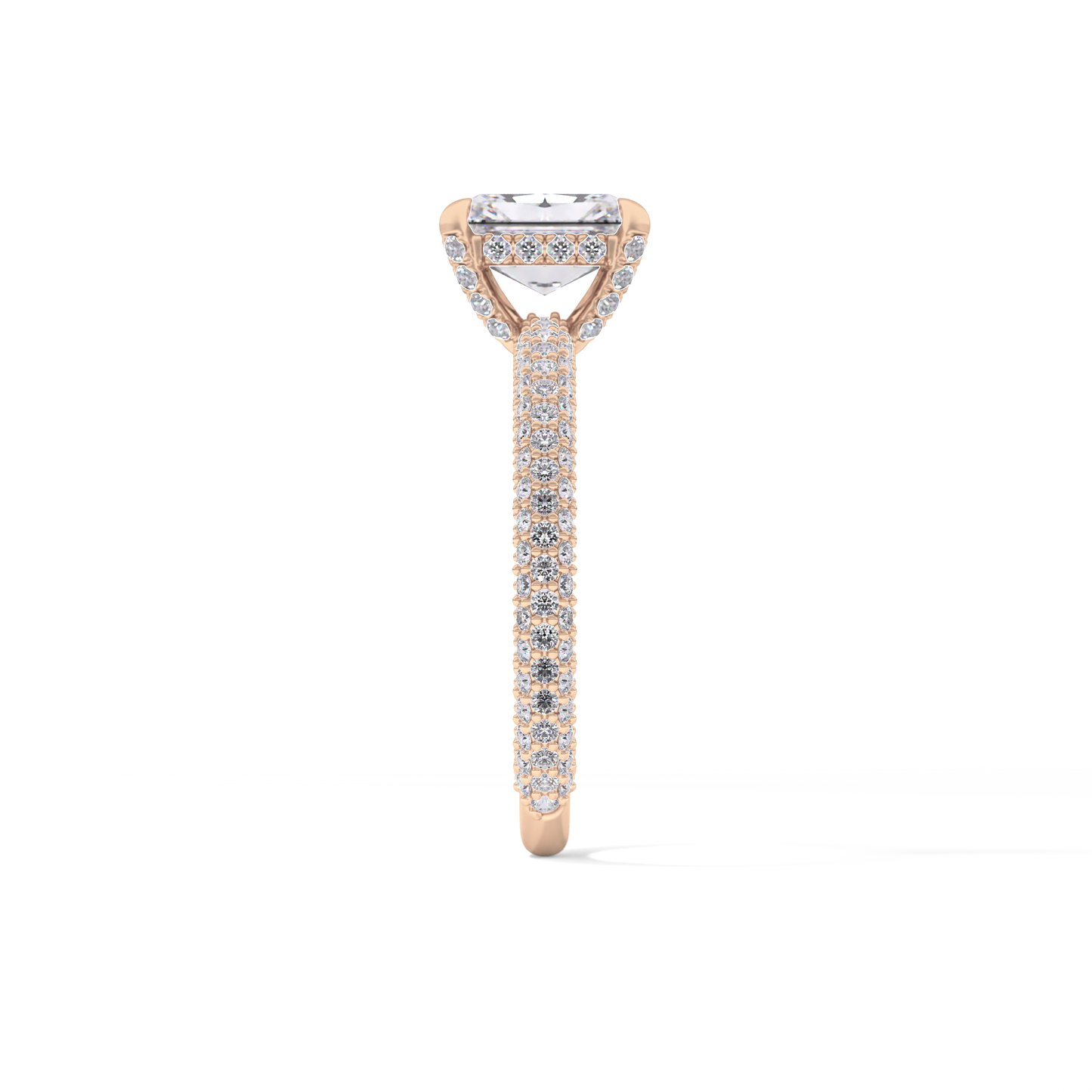 Radiant Hidden Halo & Pave Lab Grown Diamond Engagement Ring