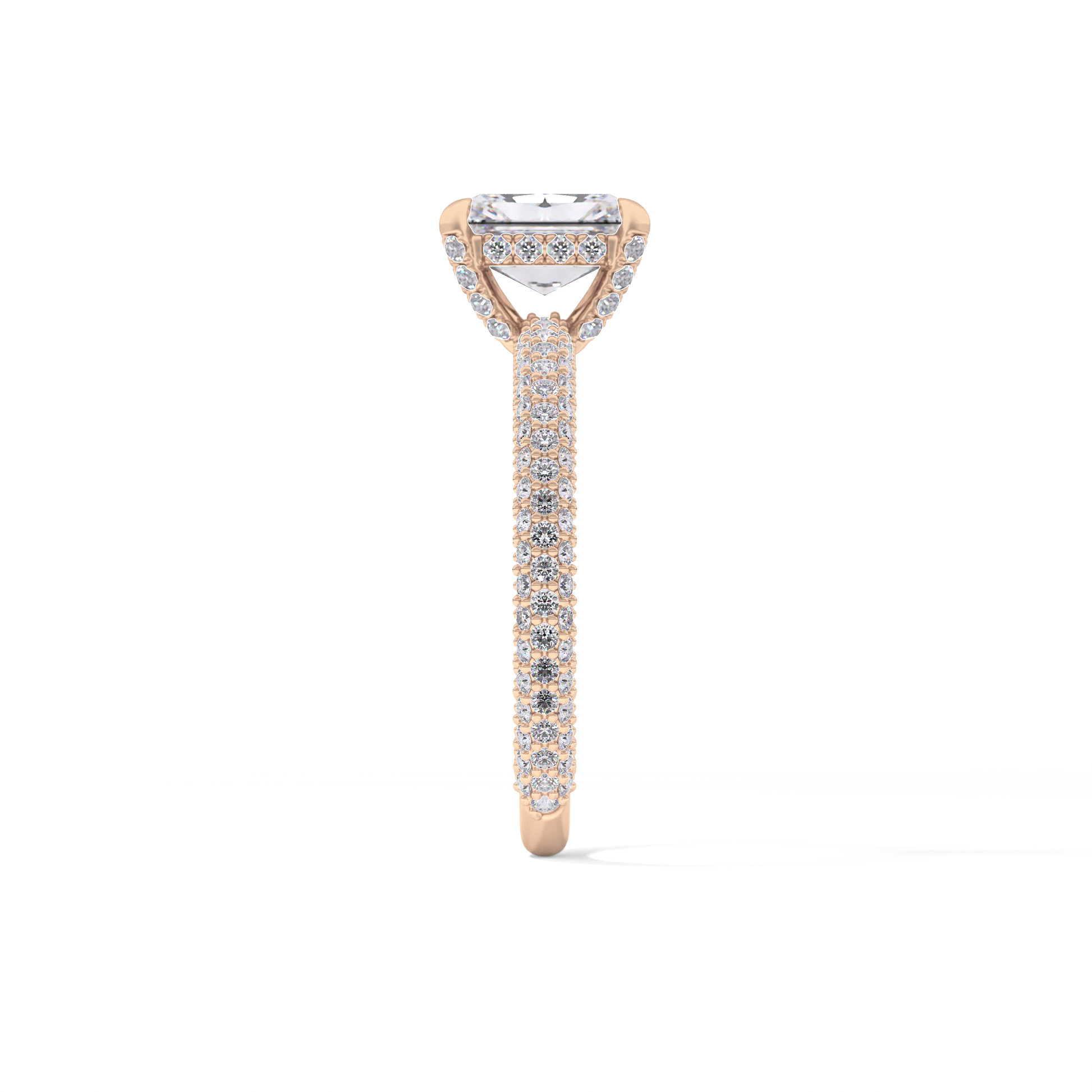 Radiant Hidden Halo & Pave Lab Grown Diamond Engagement Ring