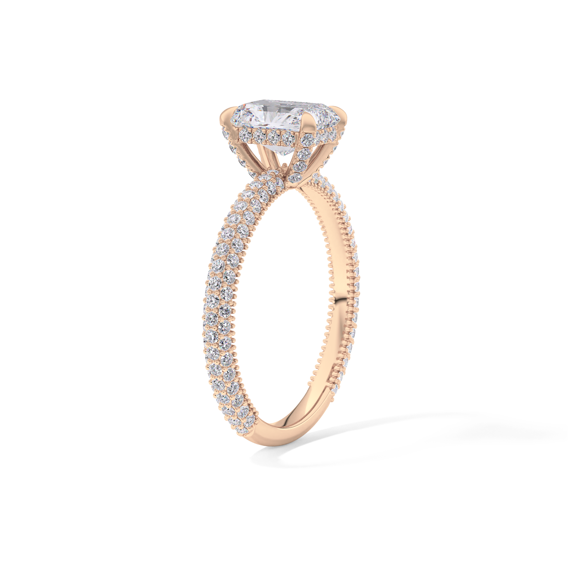 Radiant Hidden Halo & Pave Lab Grown Diamond Engagement Ring