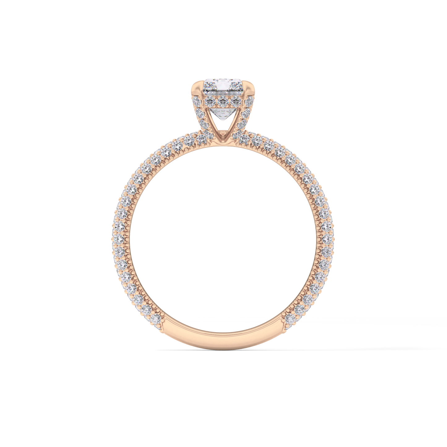 Radiant Hidden Halo & Pave Lab Grown Diamond Engagement Ring