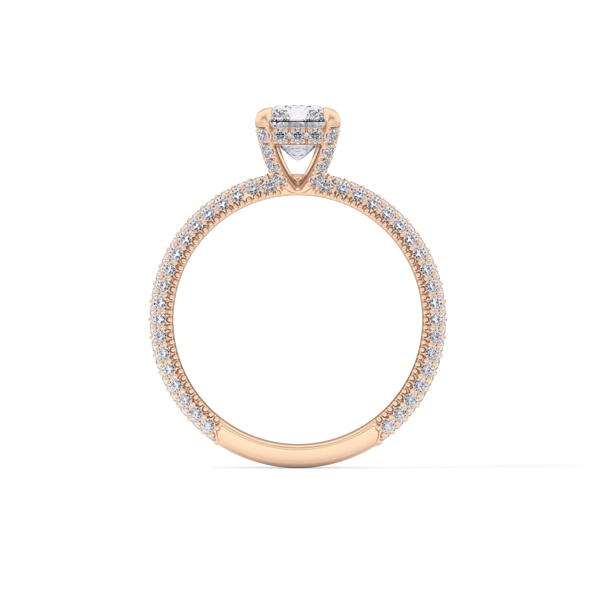 Radiant Hidden Halo & Pave Lab Grown Diamond Engagement Ring