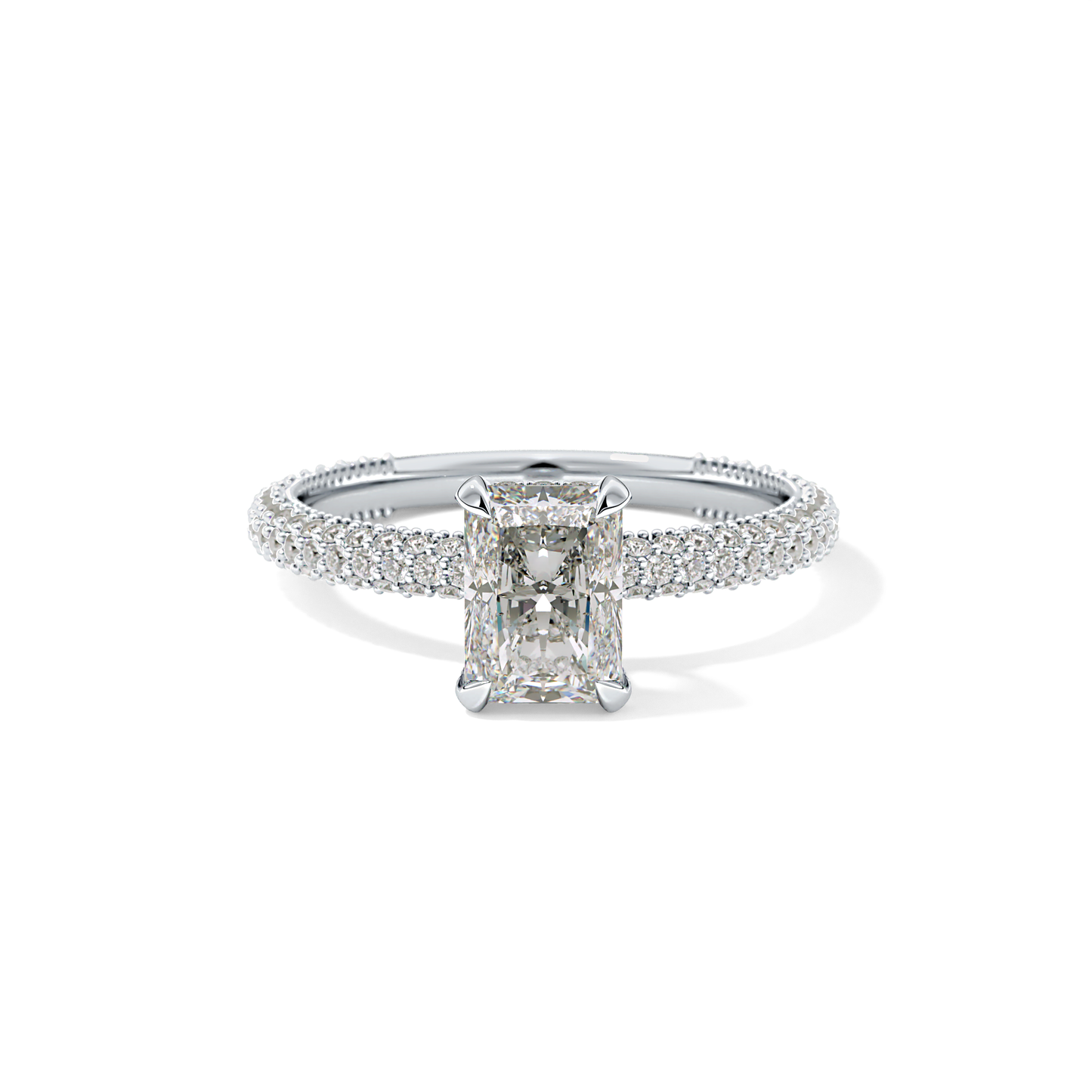 Radiant Hidden Halo & Pave Lab Grown Diamond Engagement Ring