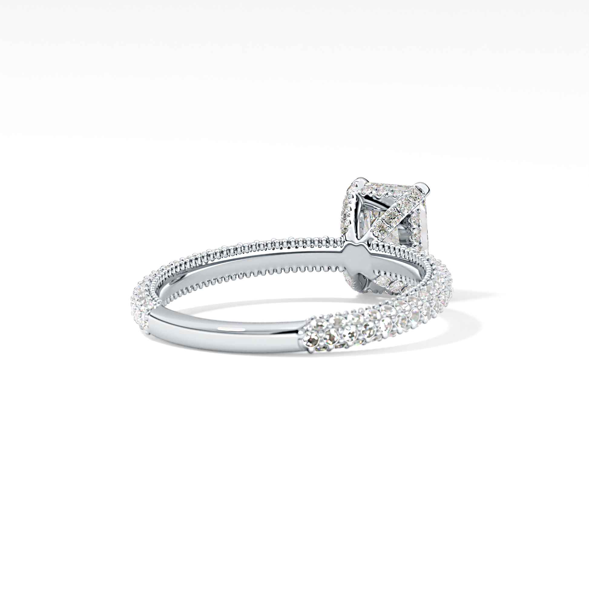Radiant Hidden Halo & Pave Lab Grown Diamond Engagement Ring