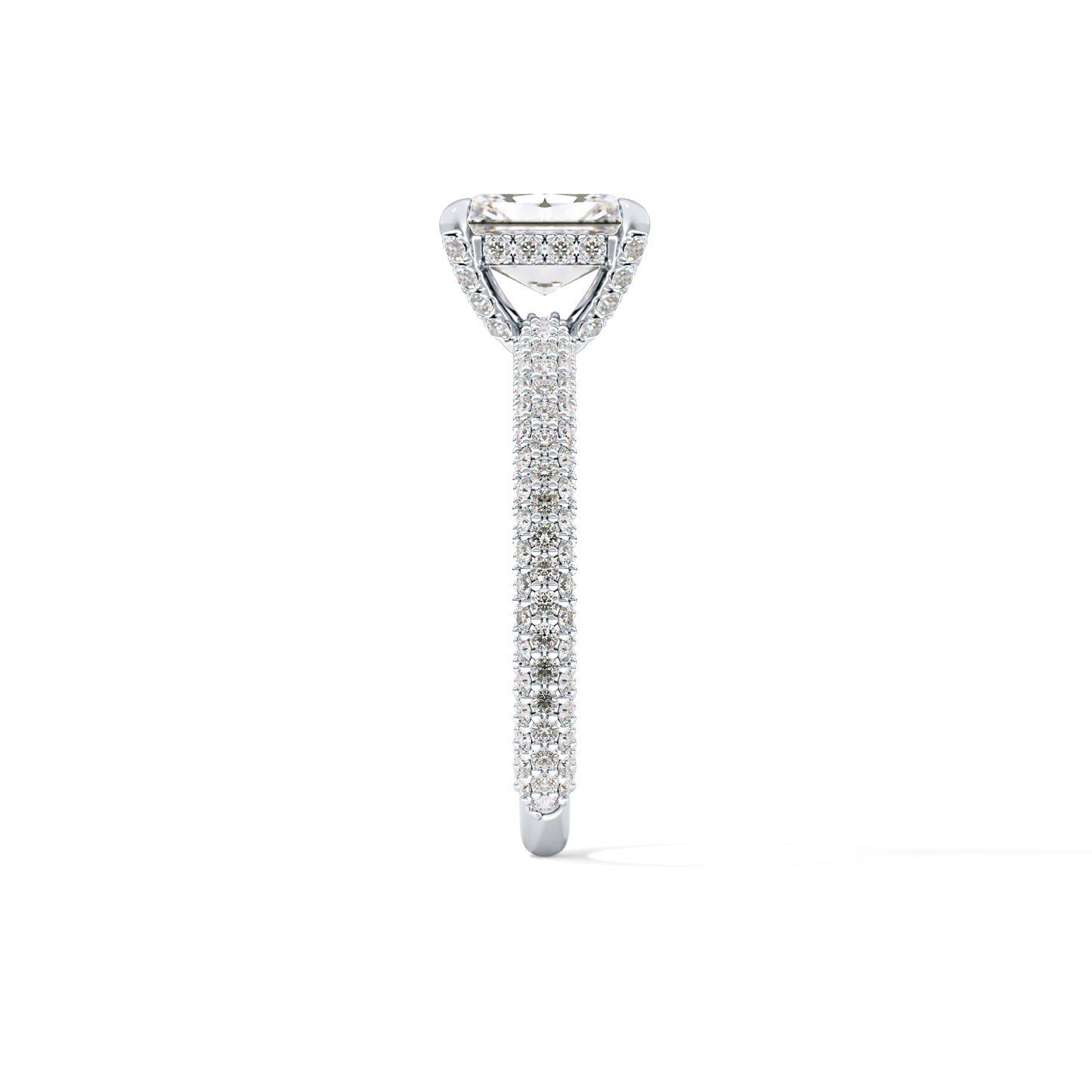 Radiant Hidden Halo & Pave Lab Grown Diamond Engagement Ring