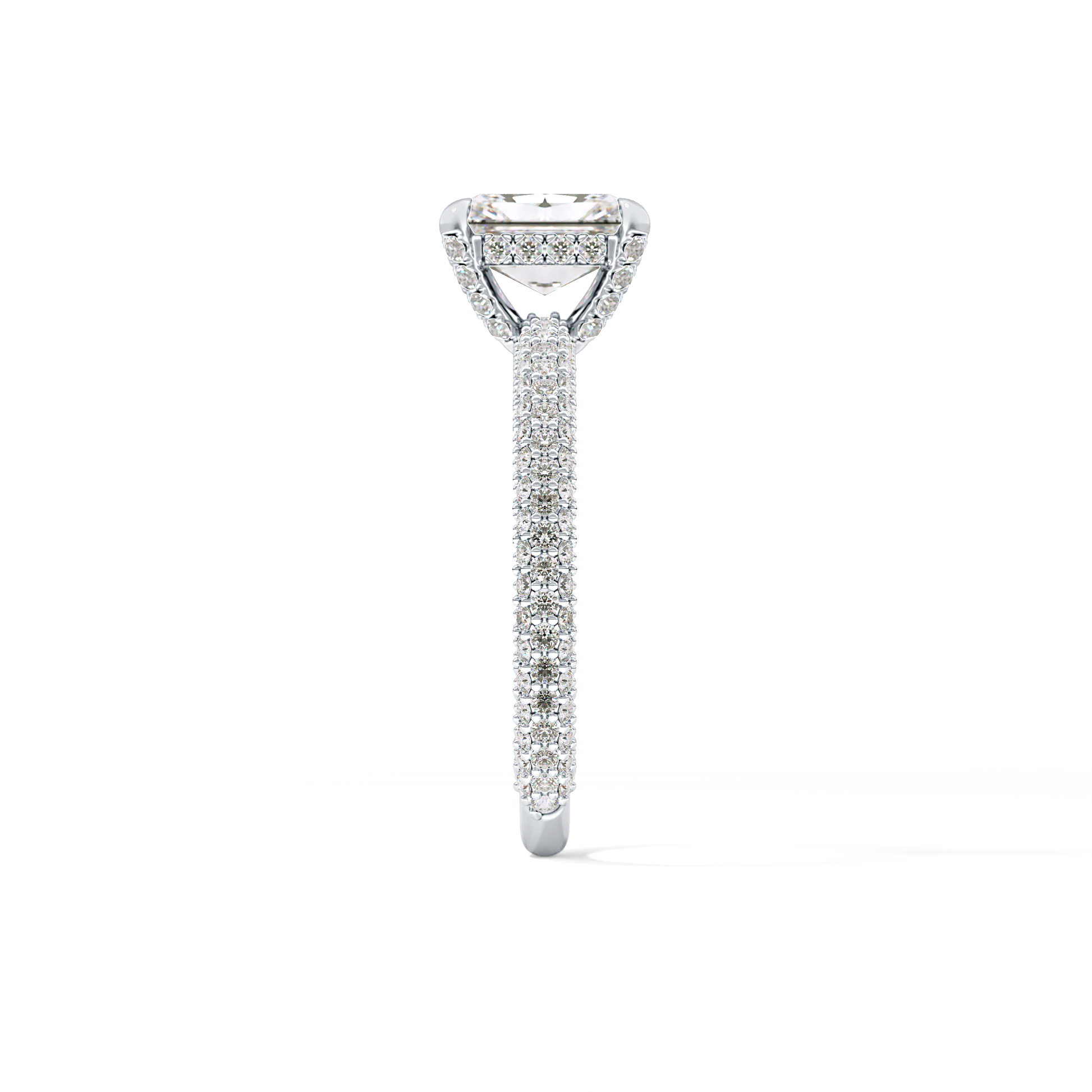 Radiant Hidden Halo & Pave Lab Grown Diamond Engagement Ring