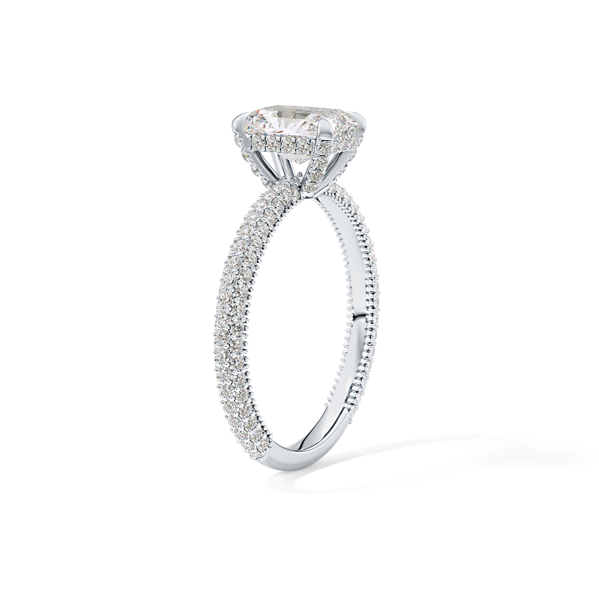 Radiant Hidden Halo & Pave Lab Grown Diamond Engagement Ring