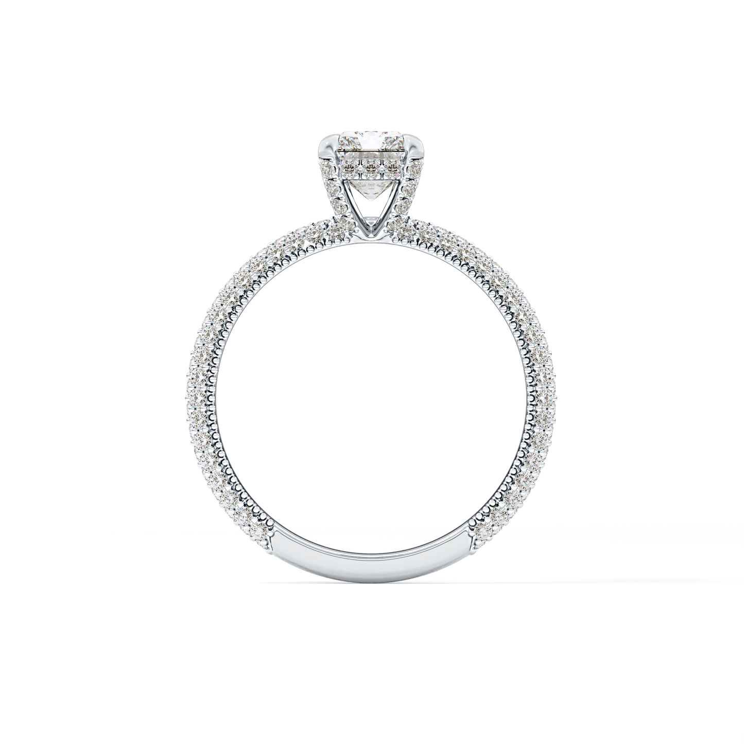 Radiant Hidden Halo & Pave Lab Grown Diamond Engagement Ring