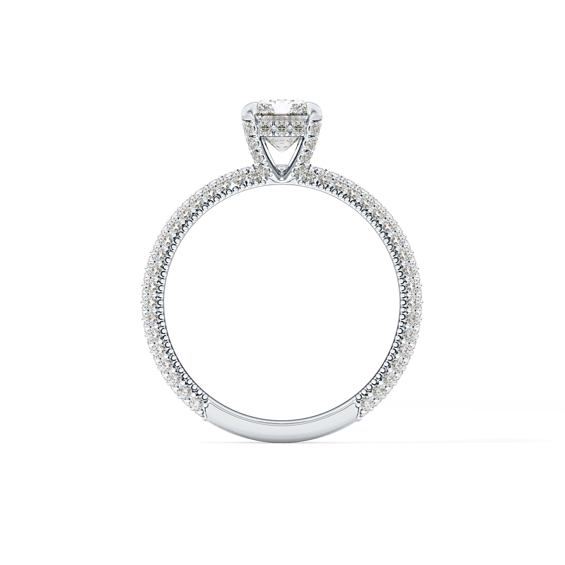 Radiant Hidden Halo & Pave Lab Grown Diamond Engagement Ring