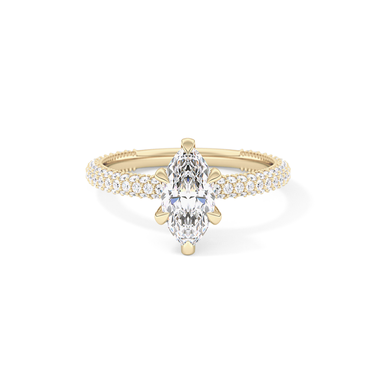 Marquise Hidden Halo & Pave Lab Grown Diamond Engagement Ring