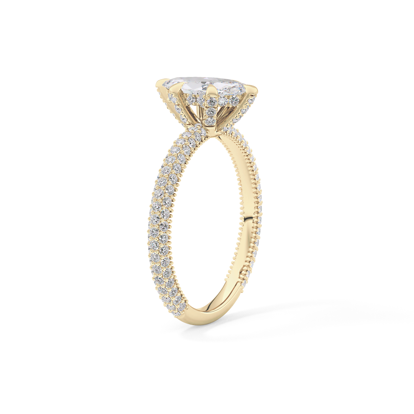 Marquise Hidden Halo & Pave Lab Grown Diamond Engagement Ring