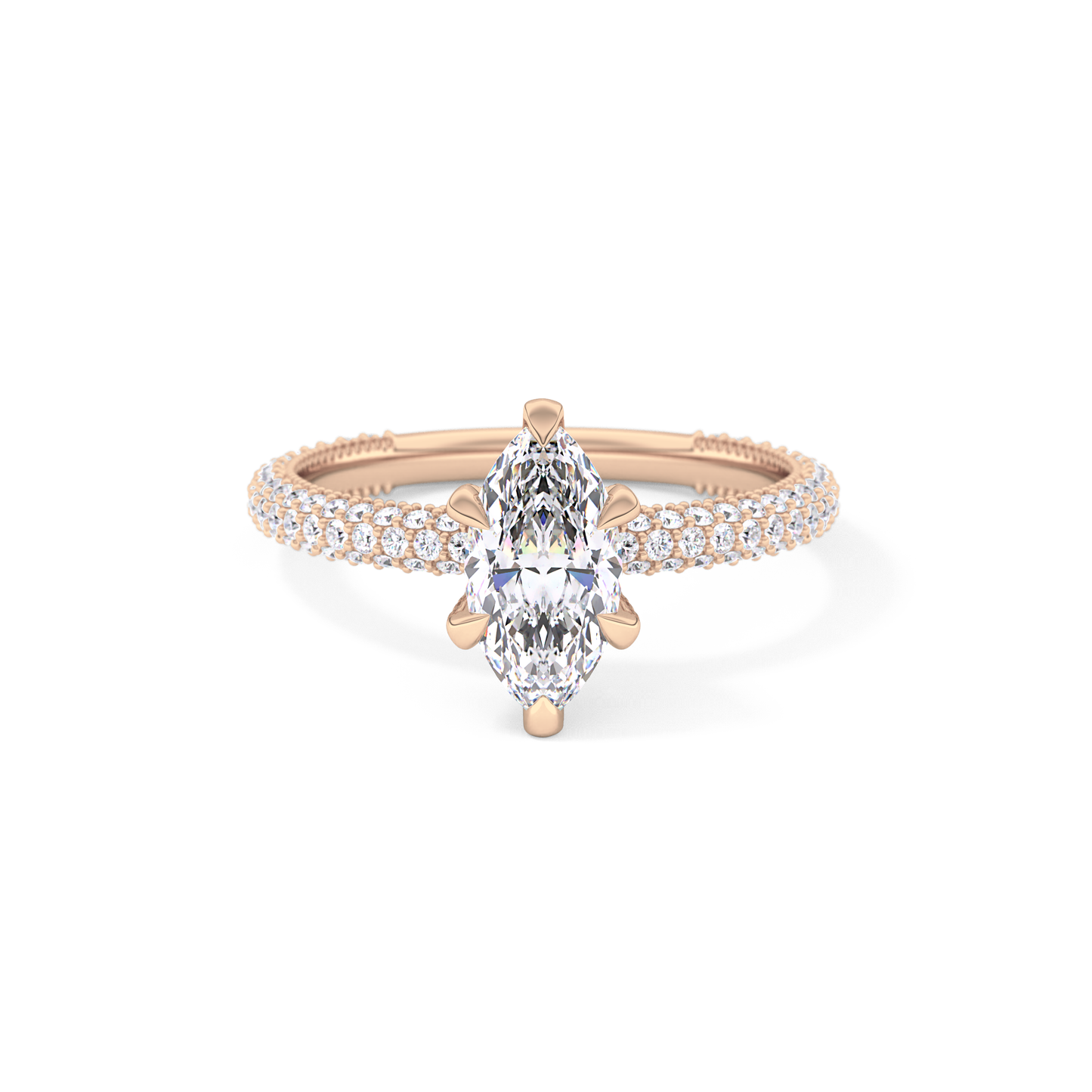 Marquise Hidden Halo & Pave Lab Grown Diamond Engagement Ring