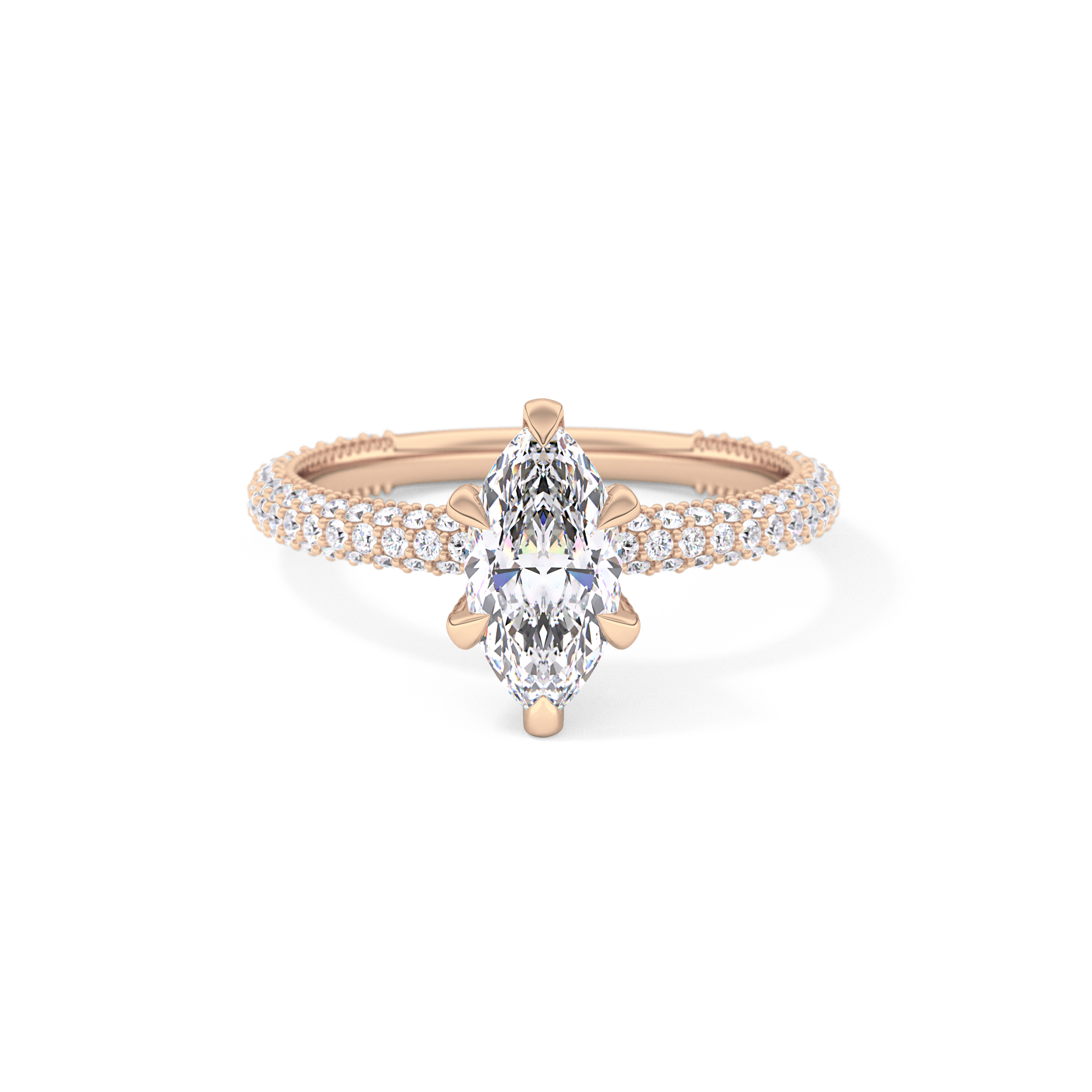 Marquise Hidden Halo & Pave Lab Grown Diamond Engagement Ring