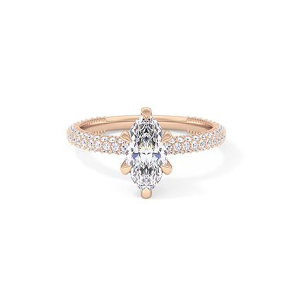 Marquise Hidden Halo & Pave Lab Grown Diamond Engagement Ring
