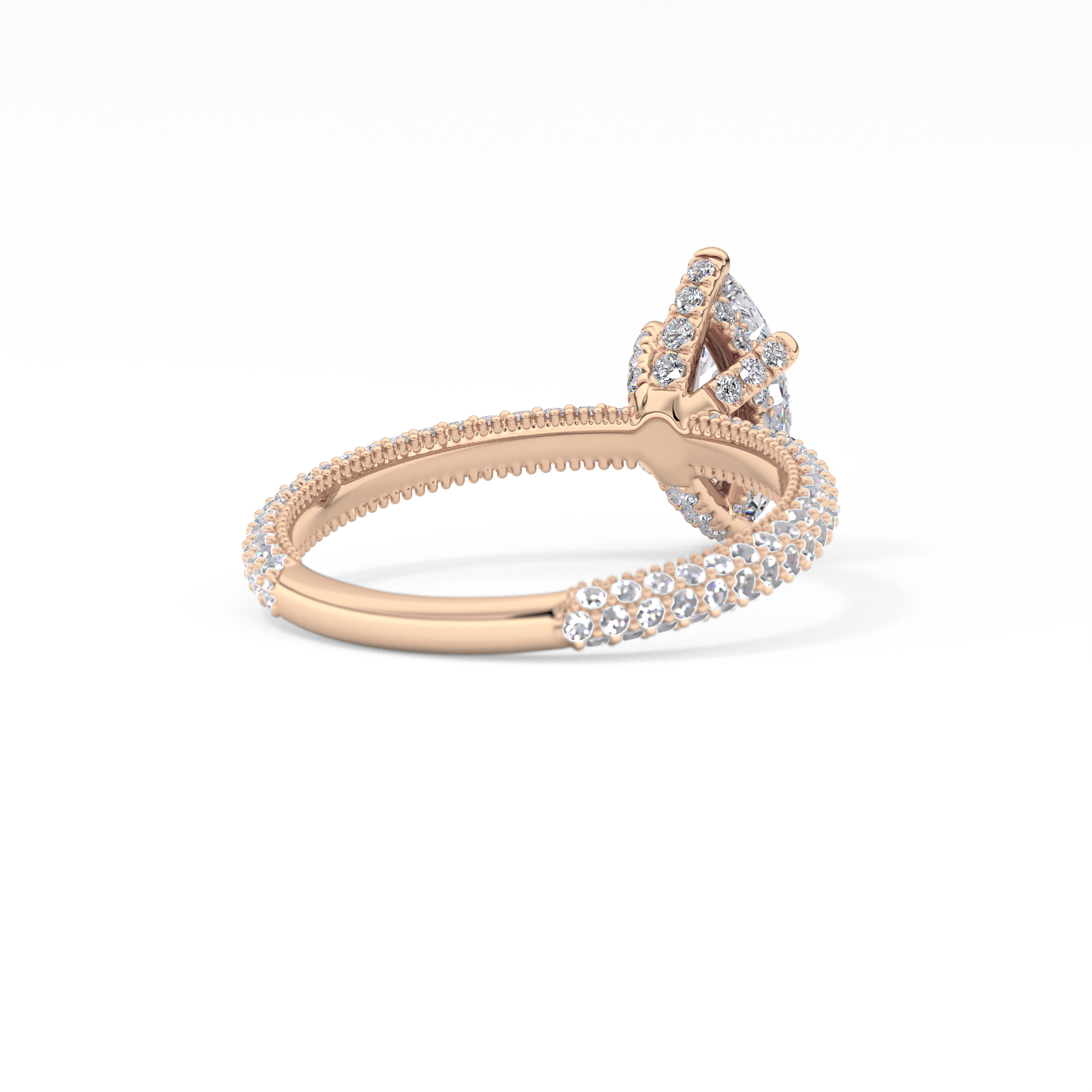 Marquise Hidden Halo & Pave Lab Grown Diamond Engagement Ring