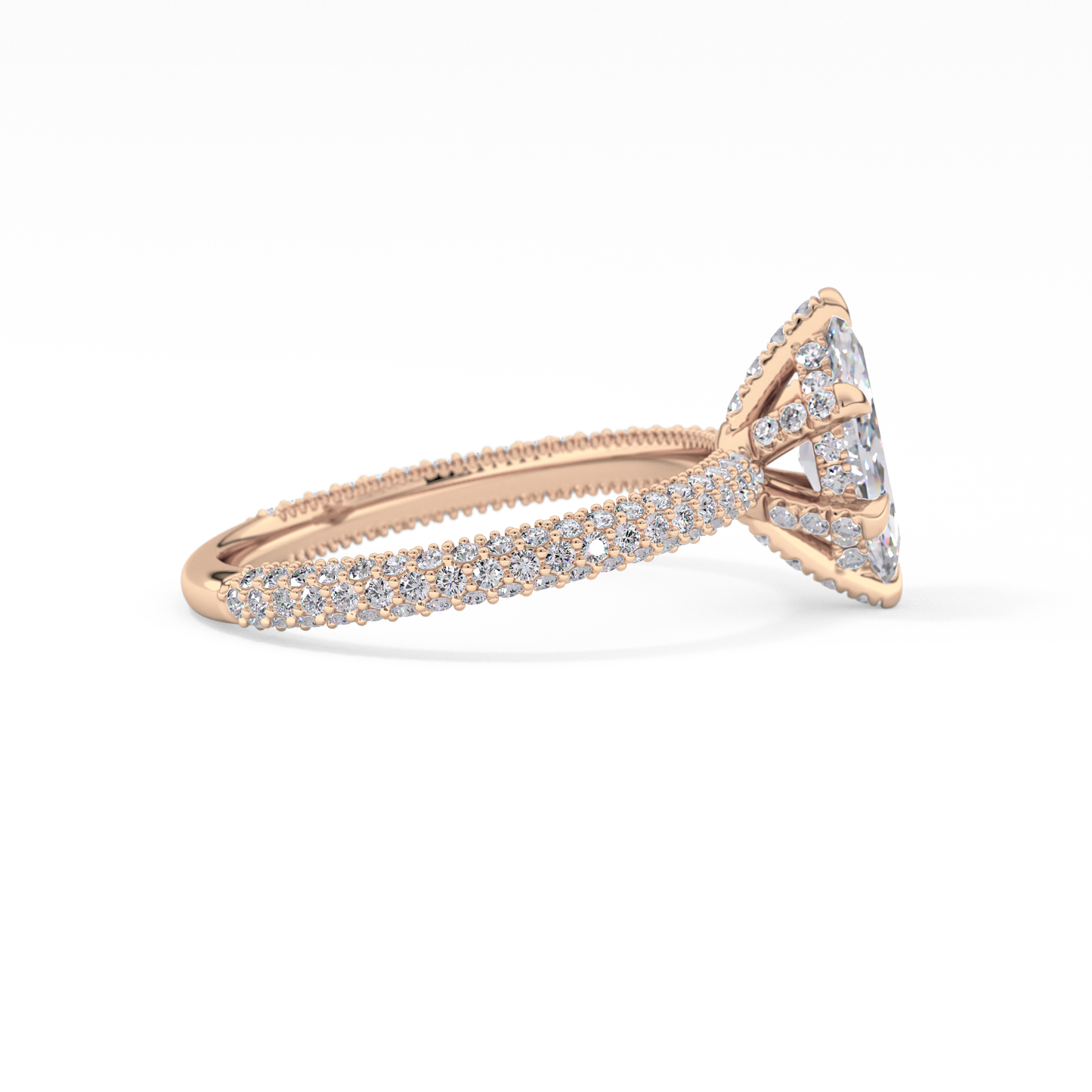 Marquise Hidden Halo & Pave Lab Grown Diamond Engagement Ring