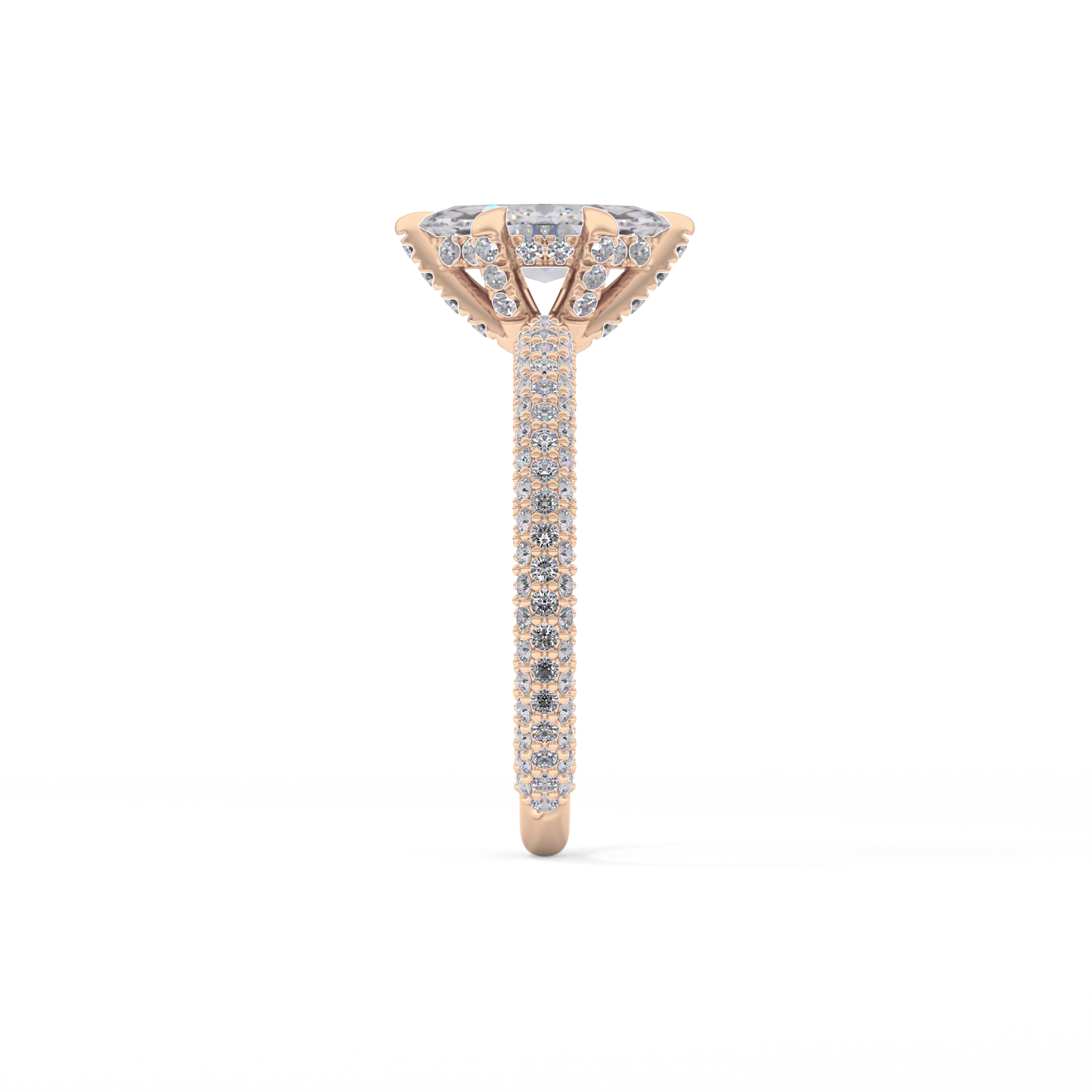 Marquise Hidden Halo & Pave Lab Grown Diamond Engagement Ring
