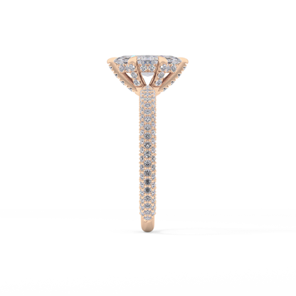 Marquise Hidden Halo & Pave Lab Grown Diamond Engagement Ring