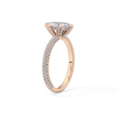 Marquise Hidden Halo & Pave Lab Grown Diamond Engagement Ring