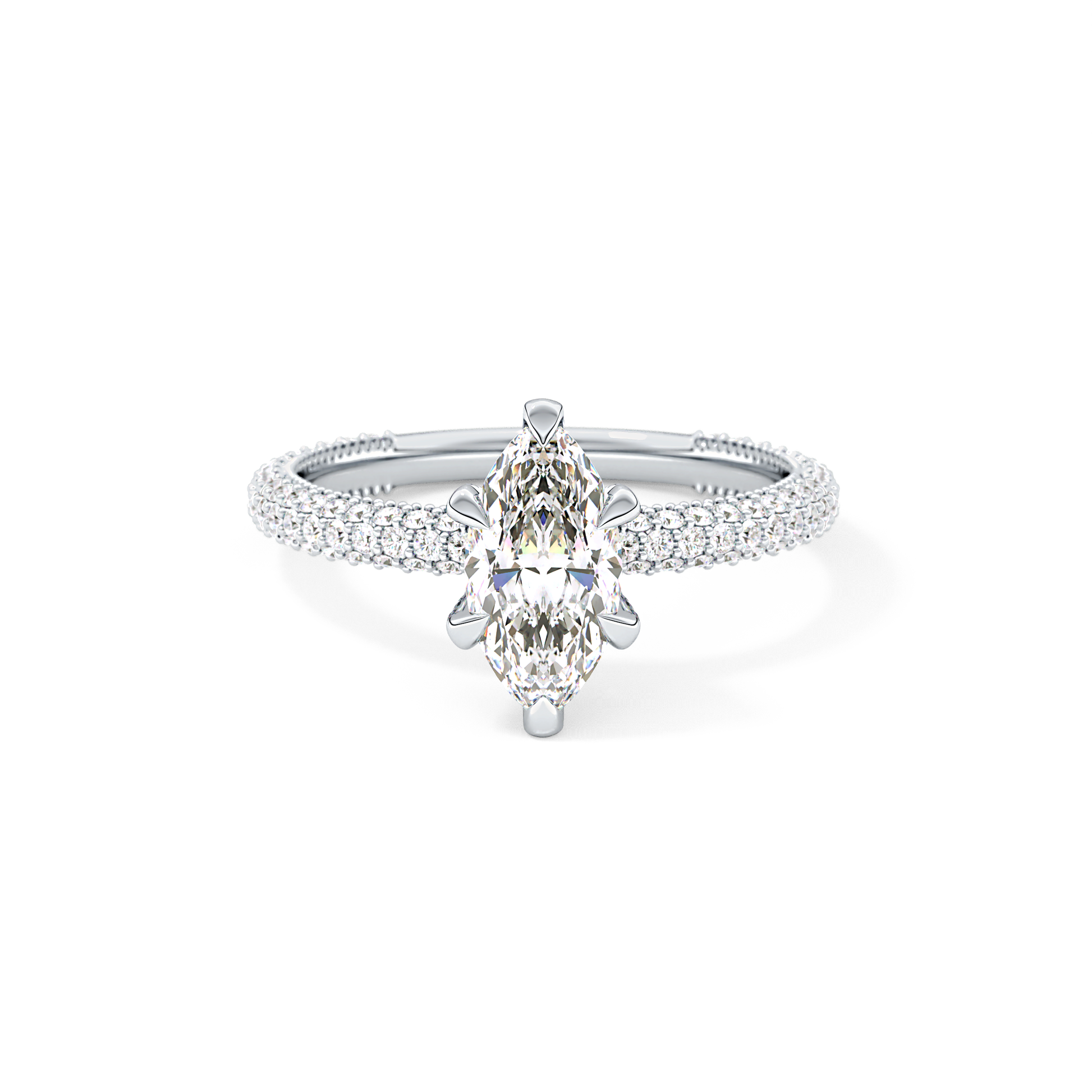 Marquise Hidden Halo & Pave Lab Grown Diamond Engagement Ring