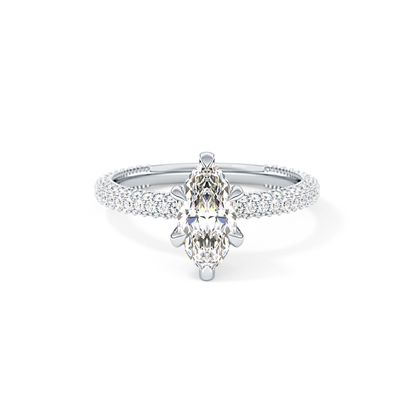Marquise Hidden Halo & Pave Lab Grown Diamond Engagement Ring