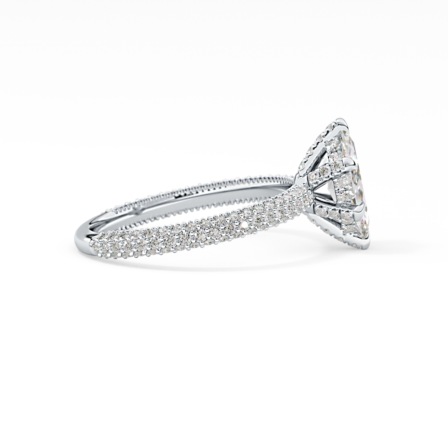 Marquise Hidden Halo & Pave Lab Grown Diamond Engagement Ring